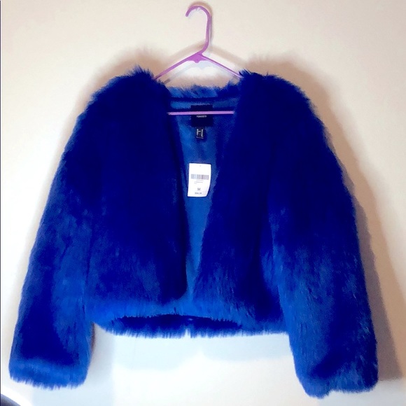 Jackets & Blazers - Forever 21 Fur Coat -Royal Blue